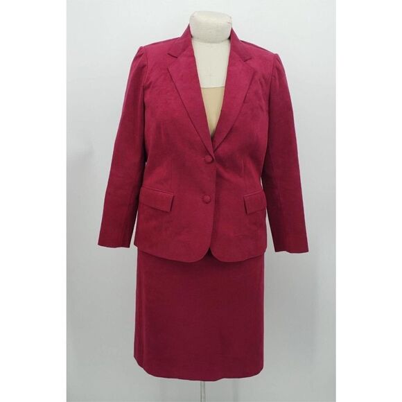 Vintage Baron Kay's Tailor Skirt & Jacket Set Large? 34W Fuchsia Suede Hong Kong - Picture 1 of 12